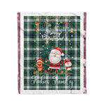 Personalized Gift Tartan Plaid Blanket Clan Forbes Dress With Funny Santa Snowman Reindeer Merry Christmas Fleece Blanket, Home Living Room, Plaid Blanket, Tartan Blanket, Scottish Blanket, Buffalo fleece blanket, Christmas Blanket