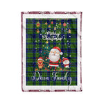 Personalized Gift Tartan Plaid Blanket Clan Dixon With Funny Santa Snowman Reindeer Merry Christmas Fleece Blanket, Home Living Room, Plaid Blanket, Tartan Blanket, Scottish Blanket, Buffalo fleece blanket, Christmas Blanket