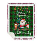 Personalized Gift Tartan Plaid Blanket Clan Halkett With Funny Santa Snowman Reindeer Merry Christmas Gift Sherpa Blanket, blue plaid sherpa blanket,blue tartan sherpa blanket,Buchan,buffalo plaid sherpa blanket,christmas sherpa blanket,Christmas Throw Blanket