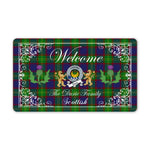 Doormat - Welcome Mat Scottish Clan Badge Durie Tartan Door Mat, Plaid Doormat With Thistle and Two Lion Scottish