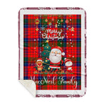 Personalized Gift Tartan Plaid Blanket Clan MacNicol With Funny Santa Snowman Reindeer Merry Christmas Gift Sherpa Blanket, blue plaid sherpa blanket,blue tartan sherpa blanket,Buchan,buffalo plaid sherpa blanket,christmas sherpa blanket,Christmas Throw Blanket