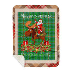 Personalized Gift Plaid Tartan Blanket Clan Cranstoun With Moose Lover Xmas Gift Santa Riding Buffalo Plaid Christmas Sherpa Blanket