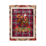 Personalized Gift Plaid Tartan Blanket Clan Little With Moose Lover Xmas Gift Santa Riding Christmas Fleece Blanket