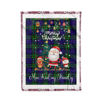 Personalized Gift Tartan Plaid Blanket Clan MacKinlay Modern With Funny Santa Snowman Reindeer Merry Christmas Fleece Blanket, Home Living Room, Plaid Blanket, Tartan Blanket, Scottish Blanket, Buffalo fleece blanket, Christmas Blanket