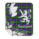 Scotstee Shop - Tartan Blanket Thistle and Lion Scottish Clan Gillon Plaid Blanket - Sherpa Blanket