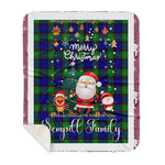 Personalized Gift Tartan Plaid Blanket Clan Sempill With Funny Santa Snowman Reindeer Merry Christmas Gift Sherpa Blanket, blue plaid sherpa blanket,blue tartan sherpa blanket,Buchan,buffalo plaid sherpa blanket,christmas sherpa blanket,Christmas Throw Blanket