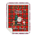Personalized Gift Tartan Plaid Blanket Clan Butter With Funny Santa Snowman Reindeer Merry Christmas Gift Sherpa Blanket, blue plaid sherpa blanket,blue tartan sherpa blanket,Buchan,buffalo plaid sherpa blanket,christmas sherpa blanket,Christmas Throw Blanket