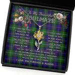 To My Beautiful Soulmate Sunflower Necklace In Your Eyes I Have Found My Home Clan MacThomas Tartan Jewelry For Girlfriend, Tartan Sunflower Pendant Necklace, Scottish Tartan Jewelry, valentine necklace, necklace girlfriend, necklace for wife, cute necklaces for girlfriend, jewelry for girlfriend, to my soulmate necklace, to my future wife necklace