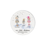 Scotstee Shop - Circle Ceramic Ornament (2 sided) - Personalize Name Family Cute Gnomes Family of Three First Christmas Ornament