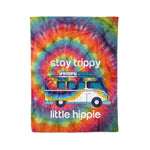 Scotstee Shop - Scotstee Shop Blanket Funny Hippie Gift - Stay Trippy Little Hippie Bright Swirl Tie Dye Cornhole Hippie Fleece Blanket
