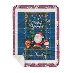Personalized Gift Tartan Plaid Blanket Clan Bairn With Funny Santa Snowman Reindeer Merry Christmas Gift Sherpa Blanket, blue plaid sherpa blanket,blue tartan sherpa blanket,Buchan,buffalo plaid sherpa blanket,christmas sherpa blanket,Christmas Throw Blanket