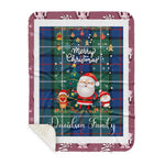 Personalized Gift Tartan Plaid Blanket Clan Davidson Of Tulloch With Funny Santa Snowman Reindeer Merry Christmas Gift Sherpa Blanket, blue plaid sherpa blanket,blue tartan sherpa blanket,Buchan,buffalo plaid sherpa blanket,christmas sherpa blanket,Christmas Throw Blanket
