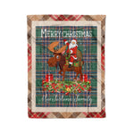 Personalized Gift Plaid Tartan Blanket Clan MacFarlane Hunting Ancient With Moose Lover Xmas Gift Santa Riding Christmas Fleece Blanket