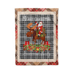 Personalized Gift Plaid Tartan Blanket Clan Drummond Grey With Moose Lover Xmas Gift Santa Riding Christmas Fleece Blanket