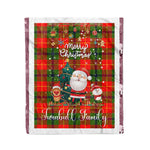 Personalized Gift Tartan Plaid Blanket Clan Turnbull With Funny Santa Snowman Reindeer Merry Christmas Fleece Blanket, Home Living Room, Plaid Blanket, Tartan Blanket, Scottish Blanket, Buffalo fleece blanket, Christmas Blanket