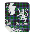 Sherpa Blanket - Tartan Blanket Thistle and Lion Scottish Clan Hunter of Peeblesshire Plaid Blanket, plaid sherpa blanket queen,purple sherpa blanket,queen sherpa blanket,queen size sherpa blanket,red sherpa blanket,scottish tartan blankets,sherpa blanket,sherpa christmas blanket