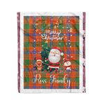 Personalized Gift Tartan Plaid Blanket Clan Ross Ancient With Funny Santa Snowman Reindeer Merry Christmas Fleece Blanket, Home Living Room, Plaid Blanket, Tartan Blanket, Scottish Blanket, Buffalo fleece blanket, Christmas Blanket