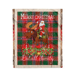 Personalized Gift Plaid Tartan Blanket Clan Dalzell With Moose Lover Xmas Gift Santa Riding Christmas Fleece Blanket