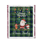 Personalized Gift Tartan Plaid Blanket Clan Purves With Funny Santa Snowman Reindeer Merry Christmas Fleece Blanket, Home Living Room, Plaid Blanket, Tartan Blanket, Scottish Blanket, Buffalo fleece blanket, Christmas Blanket-Recovered