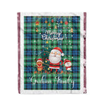 Personalized Gift Tartan Plaid Blanket Clan Graham Of Montrose Ancient With Funny Santa Snowman Reindeer Merry Christmas Fleece Blanket, Christmas Blanket, Plaid Blanket, Tartan Blanket,Scottish Blanket