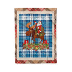 Personalized Gift Plaid Tartan Blanket Clan Roberton With Moose Lover Xmas Gift Santa Riding Christmas Fleece Blanket