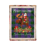 Personalized Gift Plaid Tartan Blanket Clan Elphinstone With Moose Lover Xmas Gift Santa Riding Christmas Fleece Blanket