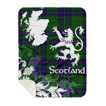 Scotstee Shop - Tartan Blanket Thistle and Lion Scottish Clan Lockhart Modern Plaid Blanket - Sherpa Blanket
