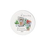 Scotstee Shop - Personalize Name Family New Home Watercolor Door First Christmas New Home Ceramic Ornament