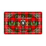 Doormat - Welcome Mat Scottish Clan Dunbar Modern Tartan Door Mat, Plaid Doormat With Thistle and Two Lion Scottish