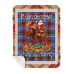 Personalized Gift Plaid Tartan Blanket Clan Spalding With Moose Lover Xmas Gift Santa Riding Buffalo Plaid Christmas Sherpa Blanket