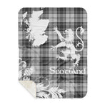 Sherpa Blanket - Tartan Blanket Thistle and Lion Scottish Clan Sandilands Grey Plaid Blanket, plaid sherpa blanket queen,purple sherpa blanket,queen sherpa blanket,queen size sherpa blanket,red sherpa blanket,scottish tartan blankets,sherpa blanket,sherpa christmas blanket