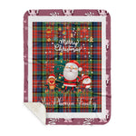 Personalized Gift Tartan Plaid Blanket Clan MacPherson Ancient With Funny Santa Snowman Reindeer Merry Christmas Gift Sherpa Blanket, blue plaid sherpa blanket,blue tartan sherpa blanket,Buchan,buffalo plaid sherpa blanket,christmas sherpa blanket,Christmas Throw Blanket