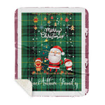 Personalized Gift Tartan Plaid Blanket Clan MacArthur Ancient With Funny Santa Snowman Reindeer Merry Christmas Gift Sherpa Blanket, blue plaid sherpa blanket,blue tartan sherpa blanket,Buchan,buffalo plaid sherpa blanket,christmas sherpa blanket,Christmas Throw Blanket