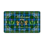 Doormat - Welcome Mat Scottish Clan Fletcher Ancient Tartan Door Mat, Plaid Doormat With Thistle and Two Lion Scottish