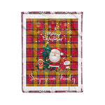 Personalized Gift Tartan Plaid Blanket Clan Scrymgeour With Funny Santa Snowman Reindeer Merry Christmas Fleece Blanket, Home Living Room, Plaid Blanket, Tartan Blanket, Scottish Blanket, Buffalo fleece blanket, Christmas Blanket