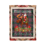 Personalized Gift Plaid Tartan Blanket Clan MacFarlane Hunting Modern With Moose Lover Xmas Gift Santa Riding Christmas Fleece Blanket