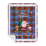 Personalized Gift Tartan Plaid Blanket Clan Skirving With Funny Santa Snowman Reindeer Merry Christmas Gift Sherpa Blanket, blue plaid sherpa blanket,blue tartan sherpa blanket,Buchan,buffalo plaid sherpa blanket,christmas sherpa blanket,Christmas Throw Blanket