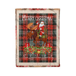 Personalized Gift Plaid Tartan Blanket Clan MacLachlan Weathered With Moose Lover Xmas Gift Santa Riding Christmas Fleece Blanket