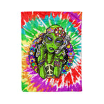Scotstee Shop - Scotstee Shop Blanket Funny Alien Hippie Peace Psychedelic Festival Tie Dye Rainbow Hippie Fleece Blanket