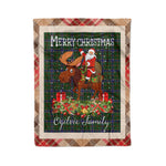 Personalized Gift Plaid Tartan Blanket Clan Ogilvie Hunting With Moose Lover Xmas Gift Santa Riding Christmas Fleece Blanket