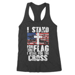 Womens I Stand For The Flag I Kneel For The Cross US Flag Patriotic Women's Tank Top - Scotstee Shop