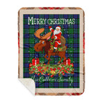 Personalized Gift Plaid Tartan Blanket Clan MacCallum With Moose Lover Xmas Gift Santa Riding Buffalo Plaid Christmas Sherpa Blanket