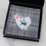 Sea Turtle Necklace Gift for My Beautiful Girlfriend Valentines Necklace Clan Tweedie Tartan Blue Turtle Necklace
