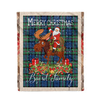 Personalized Gift Plaid Tartan Blanket Clan Baird Ancient With Moose Lover Xmas Gift Santa Riding Christmas Fleece Blanket
