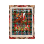 Personalized Gift Plaid Tartan Blanket Clan Caledonia With Moose Lover Xmas Gift Santa Riding Christmas Fleece Blanket