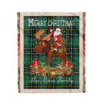 Personalized Gift Plaid Tartan Blanket Clan MacAlpine With Moose Lover Xmas Gift Santa Riding Christmas Fleece Blanket