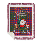 Personalized Gift Tartan Plaid Blanket Clan Fraser of Lovat With Funny Santa Snowman Reindeer Merry Christmas Gift Sherpa Blanket, blue plaid sherpa blanket,blue tartan sherpa blanket,Buchan,buffalo plaid sherpa blanket,christmas sherpa blanket,Christmas Throw Blanket