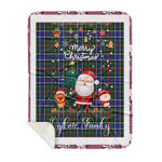 Personalized Gift Tartan Plaid Blanket Clan Ogilvie Hunting Modern With Funny Santa Snowman Reindeer Merry Christmas Gift Sherpa Blanket, blue plaid sherpa blanket,blue tartan sherpa blanket,Buchan,buffalo plaid sherpa blanket,christmas sherpa blanket,Christmas Throw Blanket