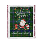 Personalized Gift Tartan Plaid Blanket Clan Henderson Modern With Funny Santa Snowman Reindeer Merry Christmas Fleece Blanket, Christmas Blanket, Plaid Blanket, Tartan Blanket,Scottish Blanket