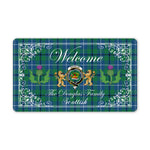 Doormat - Welcome Mat Scottish Clan Douglas Ancient Tartan Door Mat, Plaid Doormat With Thistle and Two Lion Scottish